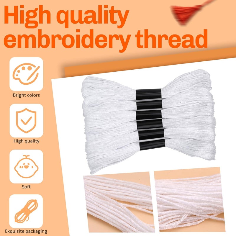 Dercuy 20 Skeins Embroidery Floss, White Embroidery Thread, Friendship Bracelet String, Cross Stitch for DIY Making, Embroidery Crafts - Image 5